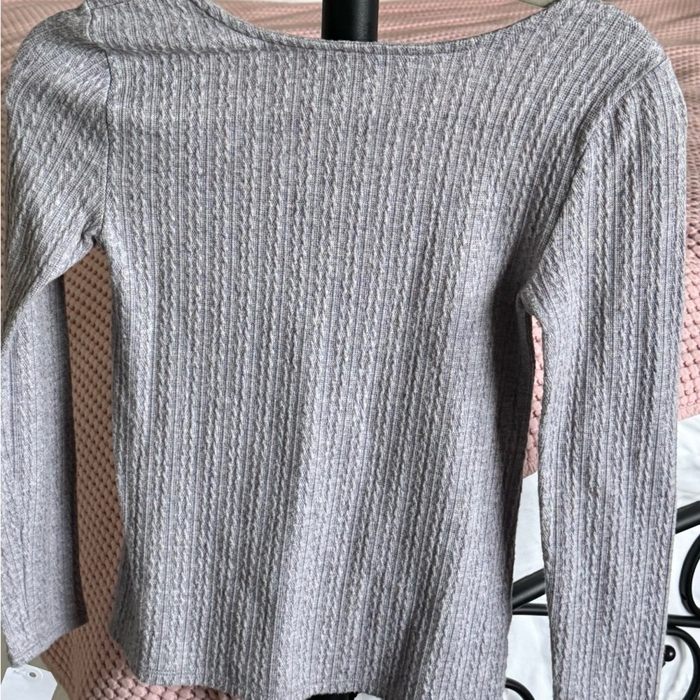 LOFT Gray Ribbed Sweater Nicely used, excellent condition - Picture 3 of 4